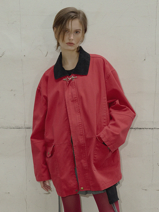COTTON HALF WORK JACKET (RED)