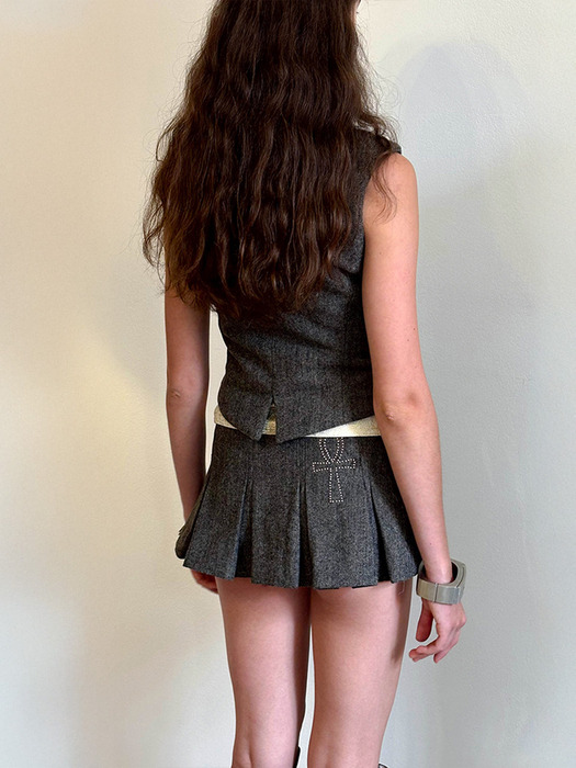 스컬프터]Wool Micro Wrap Skirt Beige