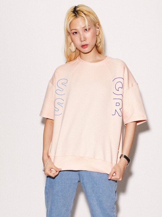 Curved Line  Short Sleeve H/ACC_Salmon