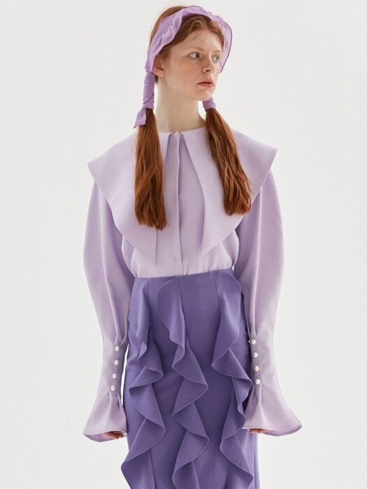 TRIANGLE COLLAR BLOUSE_PURPLE