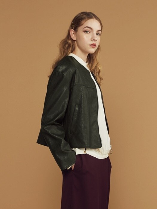 ECO LEATHER BLOUSON_KHAKI