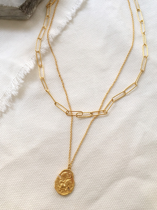 [SET] Vintage oval coin chainchoker SET