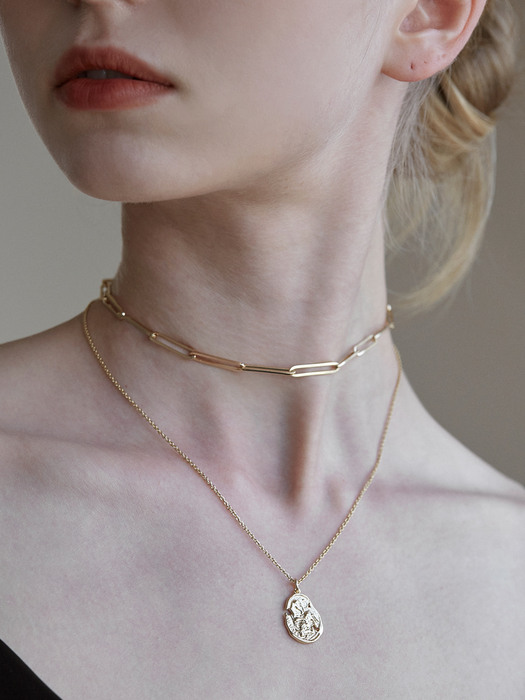 【TATIANA】梨泰院クラス Vintage oval coin chainchoker SET 타티아나][SET] Vintage oval coin chainchoker SET