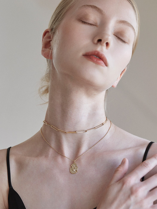 타티아나][SET] Vintage oval coin chainchoker SET