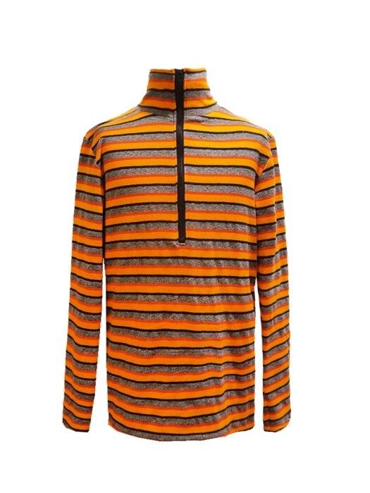 ORANGE & BLUE STRIPE TURTLE NECK TOP