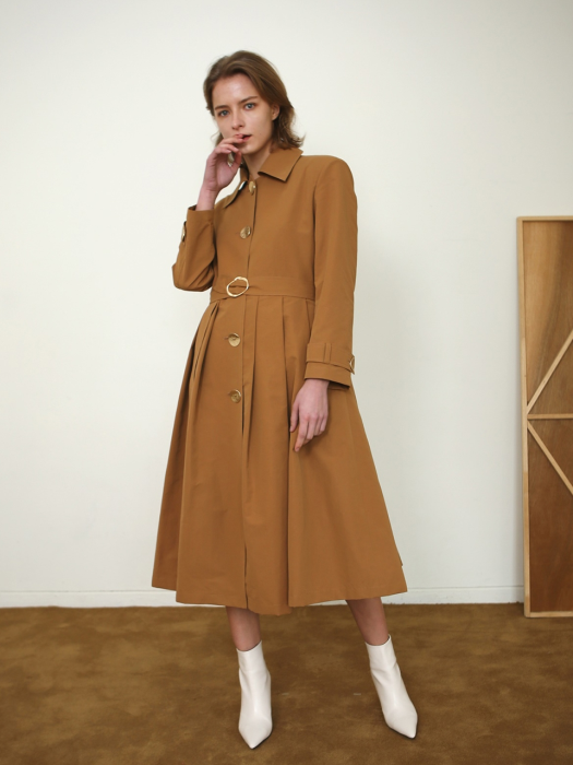 MAHOGANY PLEATED TRENCH COAT