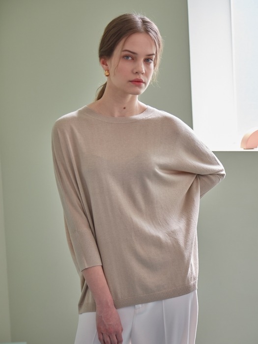 BASIC CASHMERE LOOSE PULLOVER (BEIGE)