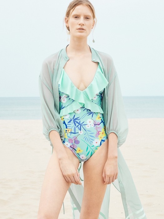 BACK POINT PRINTING SWIMSUIT_MINT