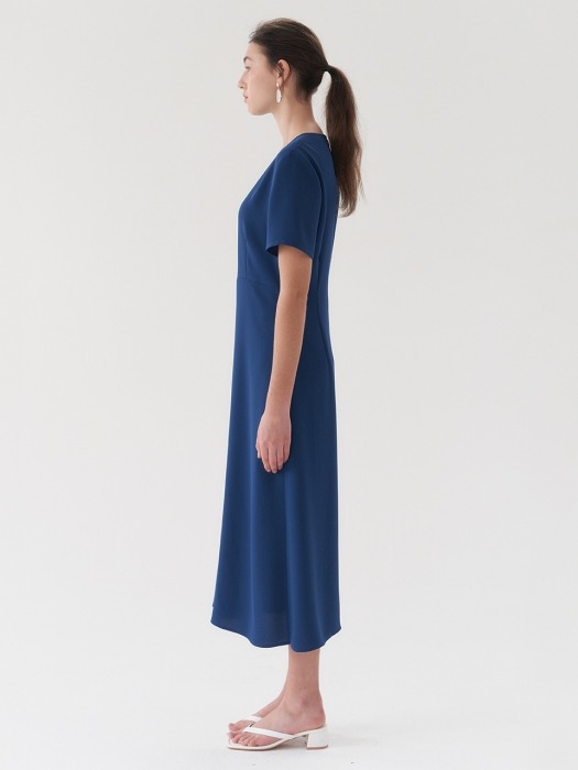 long simple dress-blue