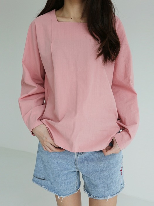 SQUARE NECK BLOUSE - ROSE PINK