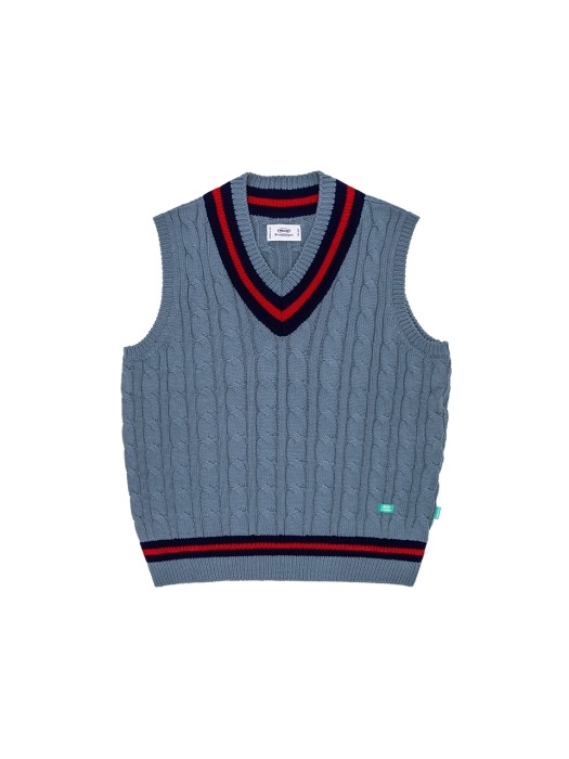 [Mmlg] COLLEGE KNIT VEST (MELLANGE BLUE)