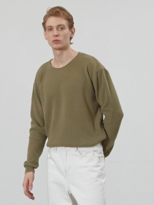 Cashmere Ribbed Sweater (Khaki)