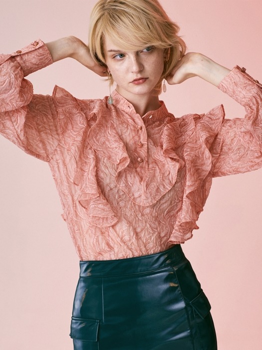 SEE-THROUGH FRILL BLOUSE_PINK