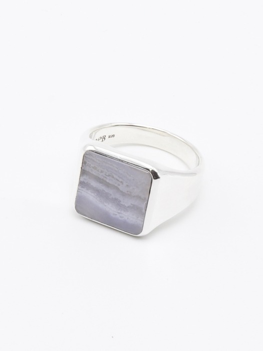 Square signet ring, Blue lace agate