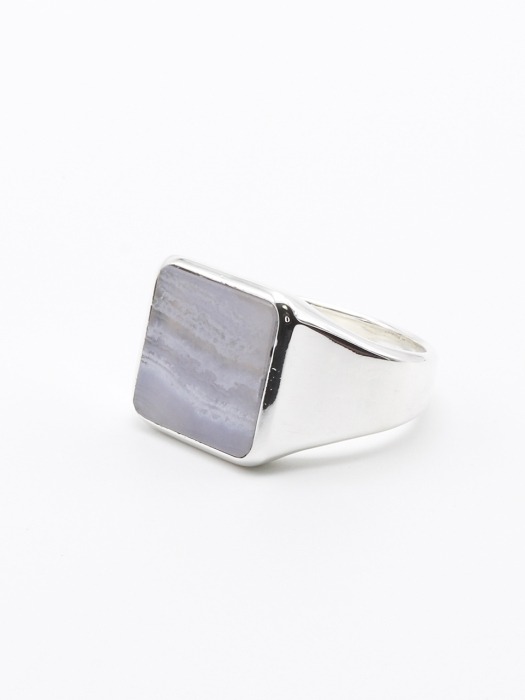 Square signet ring, Blue lace agate