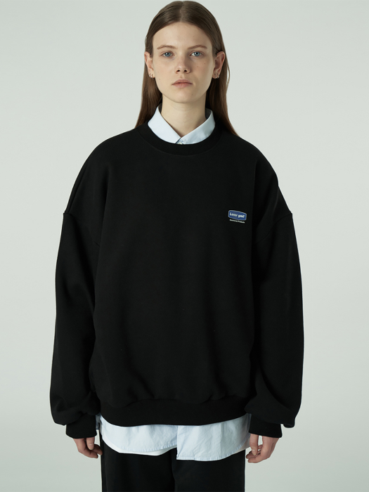 [L]Small curve rectangle logo sweatshirt-black