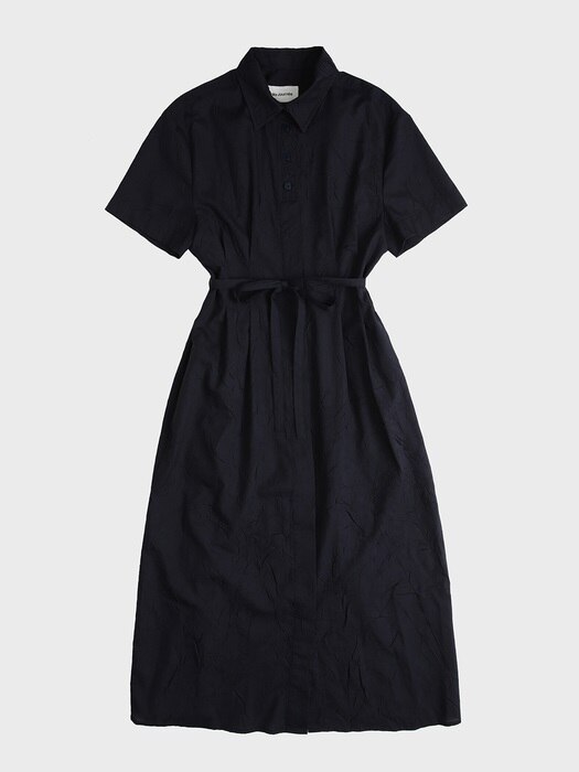 CRINKLE SHIRT ONE-PIECE_NAVY