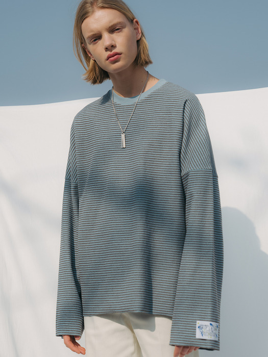 REVERSIBLE STRIPE OVER SWEATSHIRT_SKYBLUE