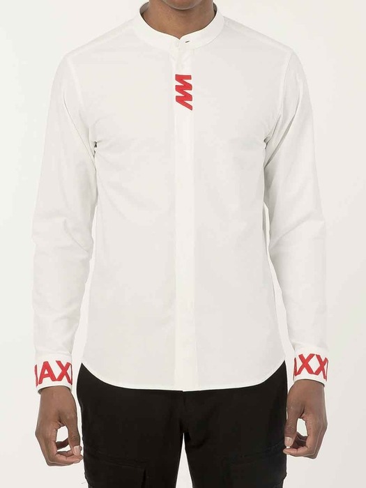 Stand Collar shirt with Chest Embroidered