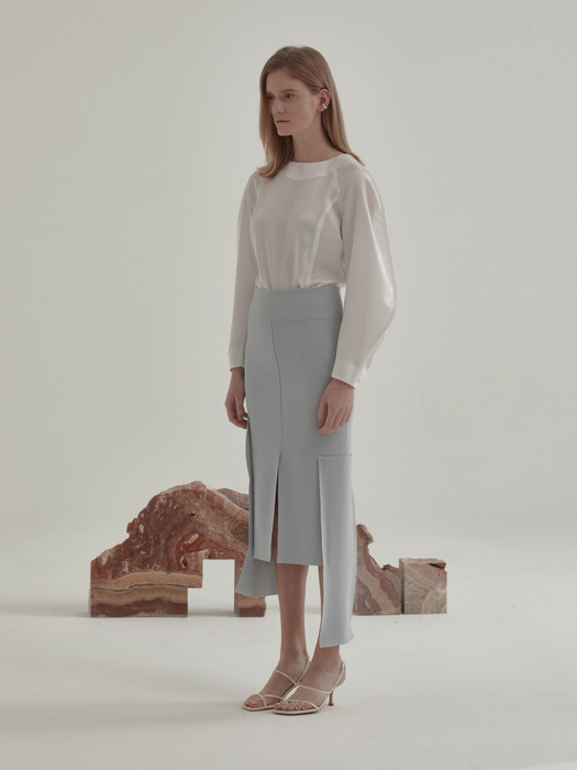 Flua Unbalance Ham Skirt_Light Gray