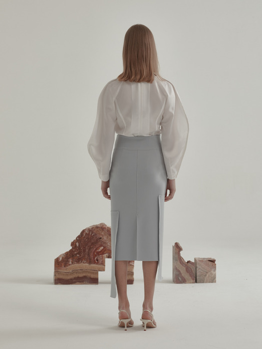 Flua Unbalance Ham Skirt_Light Gray