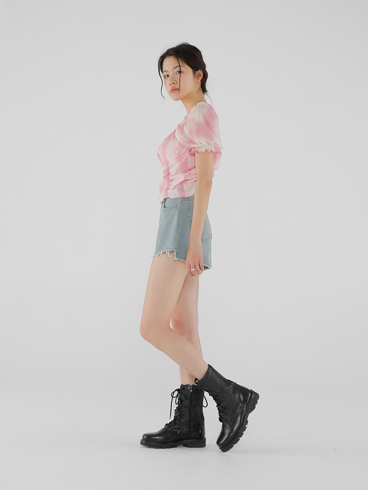 C CUT OFF DENIM SHORTS_SKY BLUE