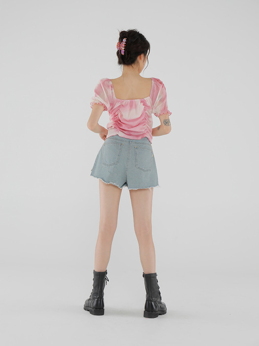 C CUT OFF DENIM SHORTS_SKY BLUE