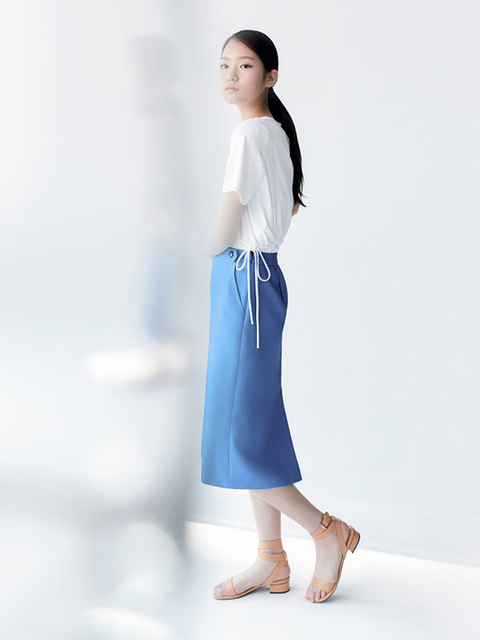 Hidden Button H-line Skirt - Blue (KE0327M06Q)