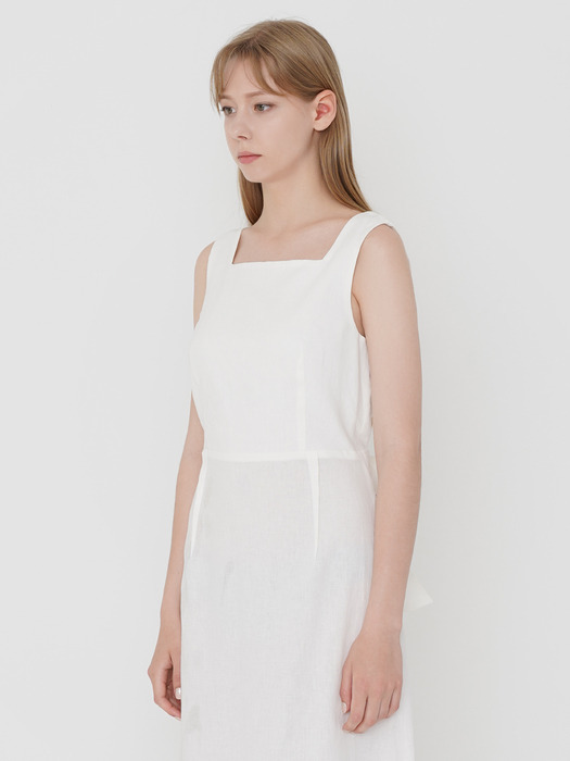 LS LINEN BACK RIBBON ONE-PIECE_IVORY