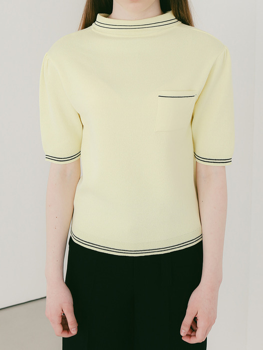 Reversible Collar Knit Top (LIGHT YELLOW)