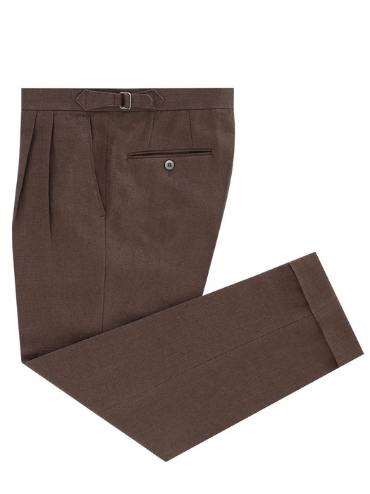 Linen two tuck adjust pants (Brown)