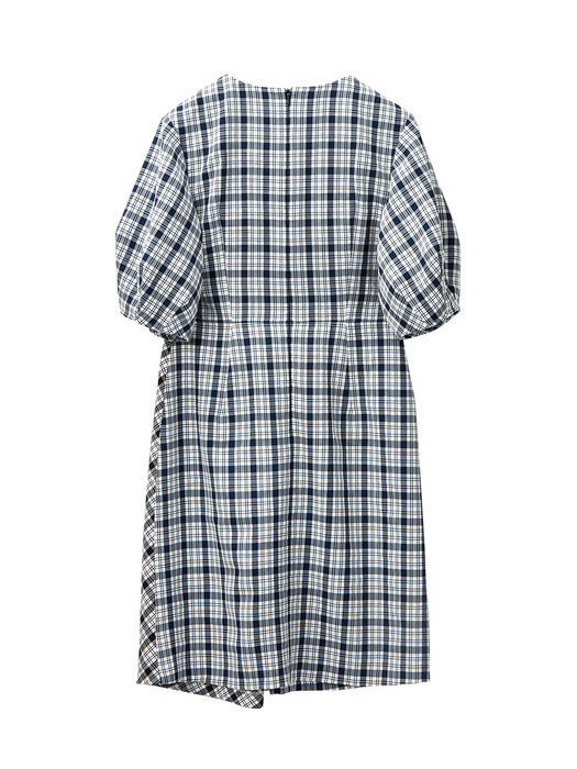 UNIQUE CHECK VOLUME ONE-PIECE NAVY