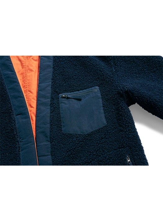 Reversible Robe Fleece Jacket (Navy/Orange)