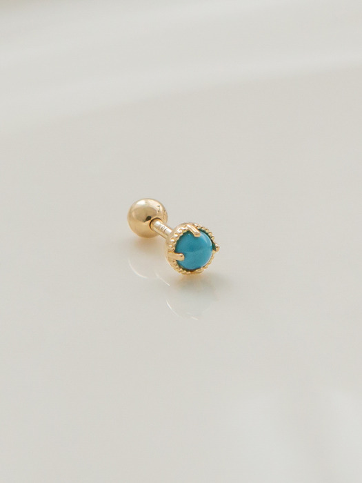 14k gold turquoise stone ball piercing (14k 골드)