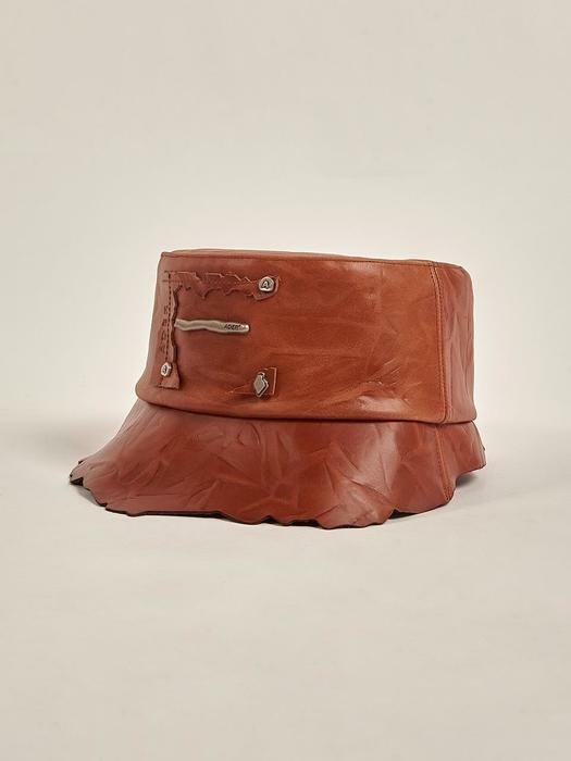 Torn label bucket hat Brown