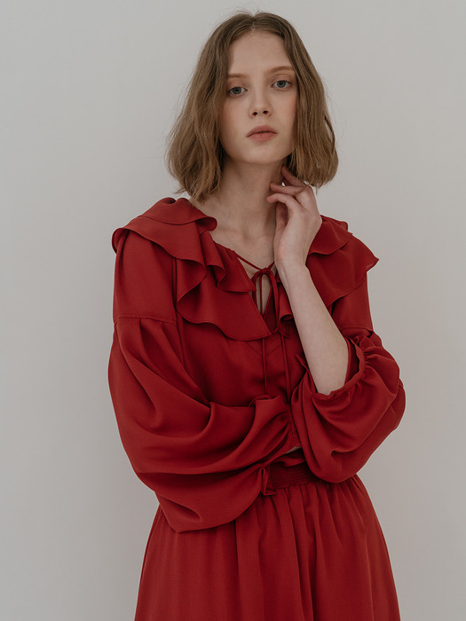 FREESIA RUFFLE LONG DRESS (RED)