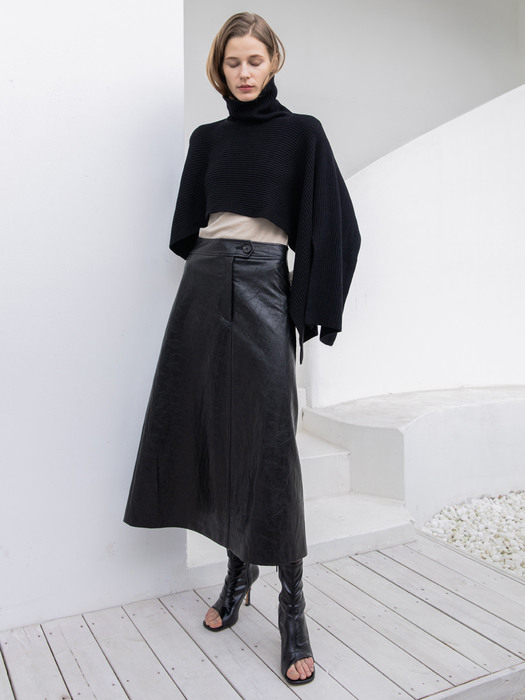 A-Line Eco leather Long Skirt