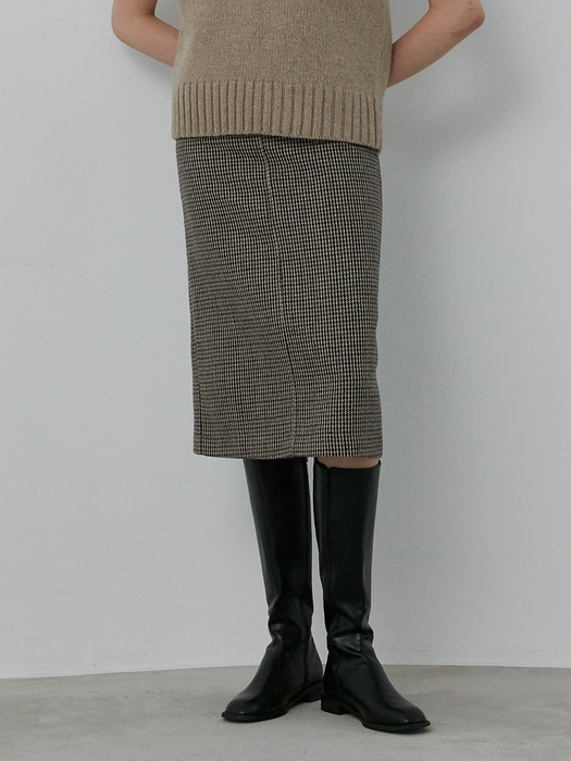 comos451 H-line wool check skirt (brown)
