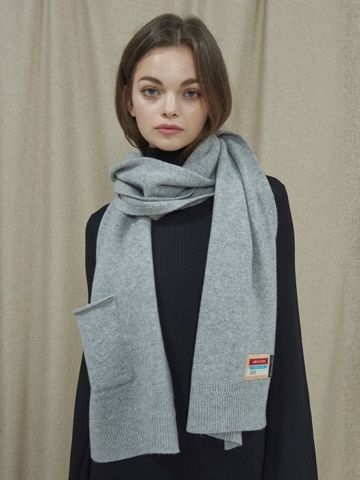 WOOL POCKET MUFFLER GREY