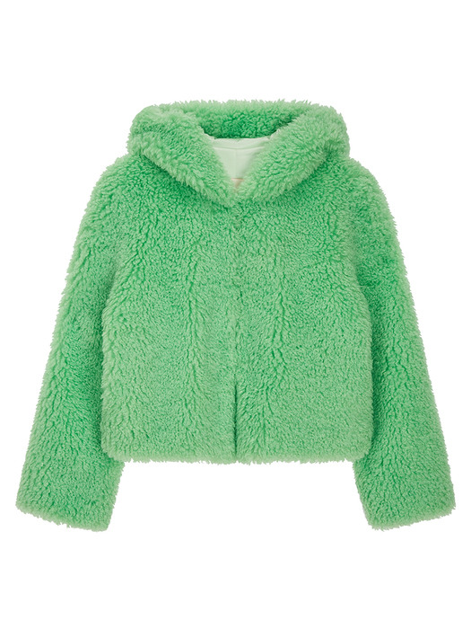 FAUX FUR HOODED SHORT JACKET (LJK019KRFKF)