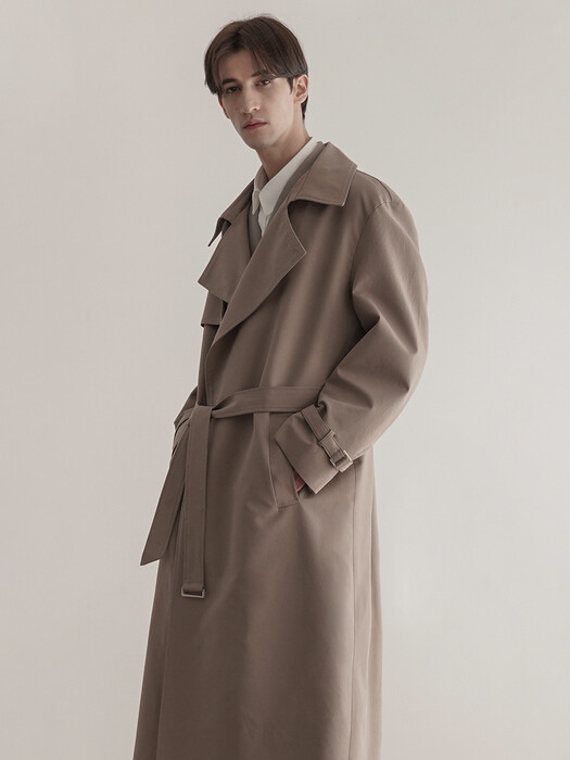 BUTTONLESS FLAP TRENCH COAT[S/S]_BEIGE