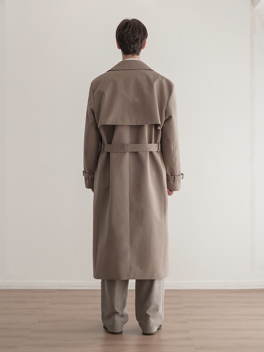 BUTTONLESS FLAP TRENCH COAT[S/S]_BEIGE