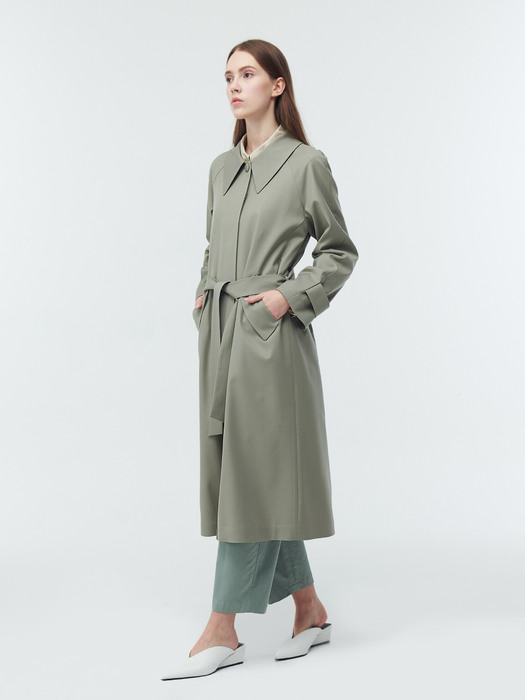 WOOL SINGLE TRENCH COAT_LIGHT KHAKI