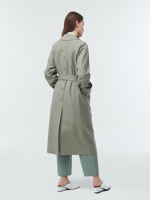 WOOL SINGLE TRENCH COAT_LIGHT KHAKI