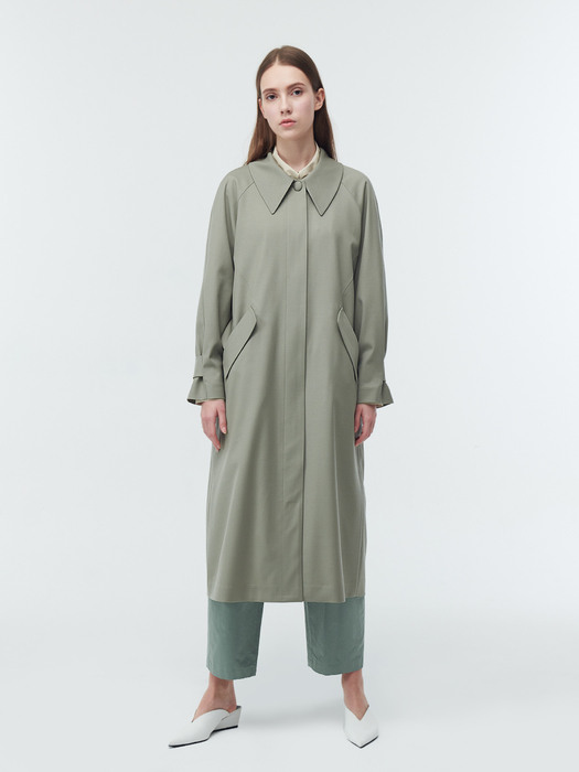 WOOL SINGLE TRENCH COAT_LIGHT KHAKI