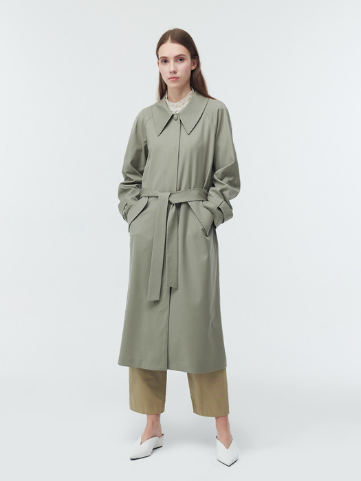 WOOL SINGLE TRENCH COAT_LIGHT KHAKI