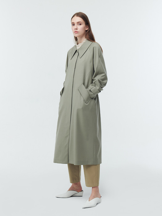 WOOL SINGLE TRENCH COAT_LIGHT KHAKI