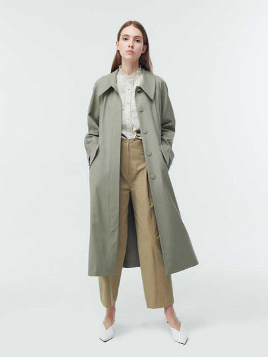 WOOL SINGLE TRENCH COAT_LIGHT KHAKI