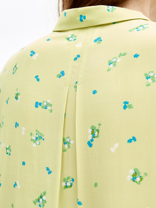 Green Little-Flowers flowing shirt_B215AWB013GN