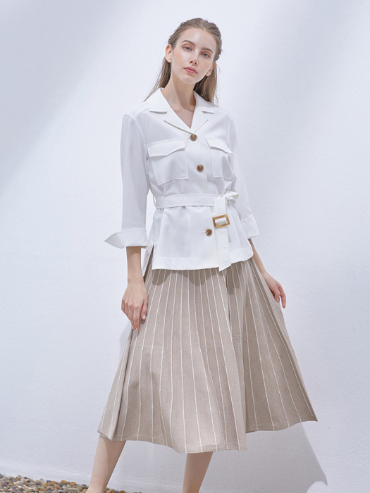 Linen pleats Long Knit Skirt (2colors) TMWKA25W21